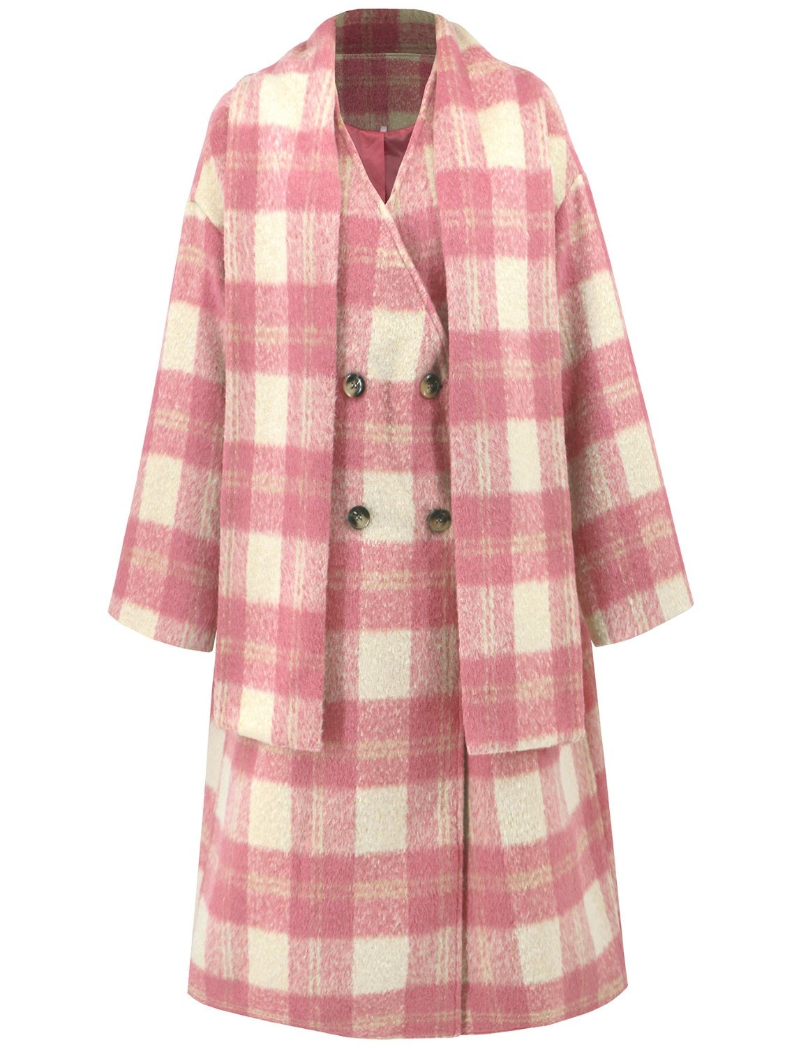 Plaid Button Up Long Sleeve Coat - MyEmpired