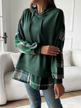 Devine Drawstring Plaid Long Sleeve Hoodie - MyEmpired