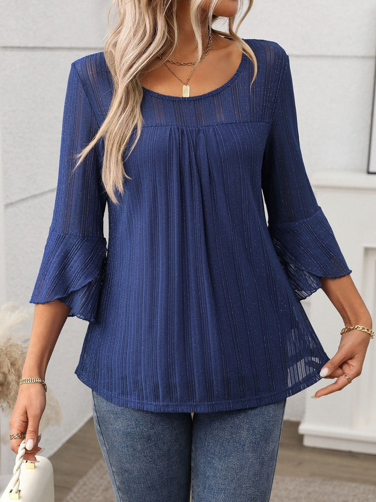 Round Neck Three-Quarter Sleeve Top - MyEmpired