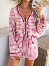 Devine Tie Front Contrast Plaid Shirt and Shorts Set - MyEmpired