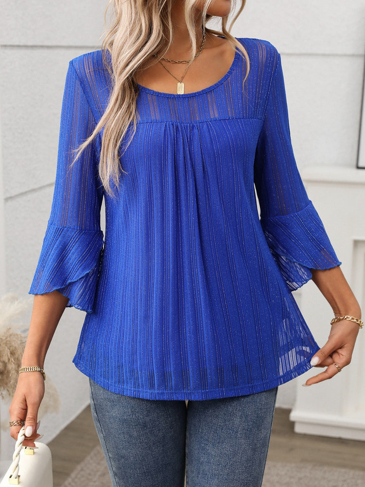 Round Neck Three-Quarter Sleeve Top - MyEmpired