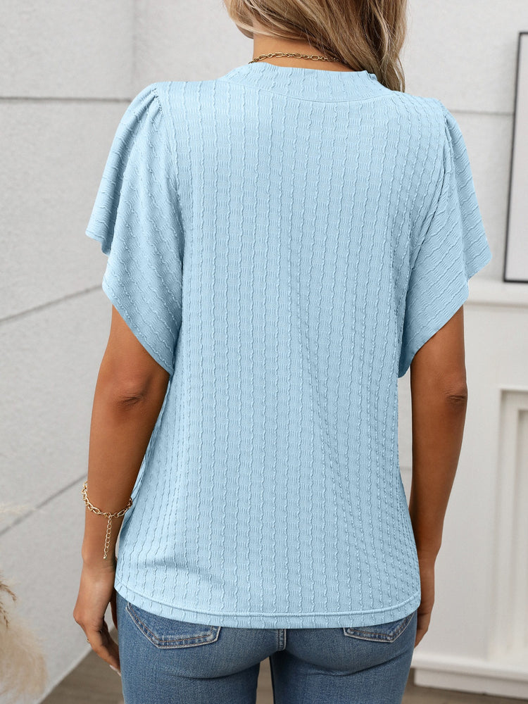 Round Neck Flutter Sleeve T-Shirt - MyEmpired
