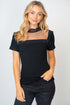 White Birch Mesh Pearl Detail Short Sleeve T-Shirt - MyEmpired