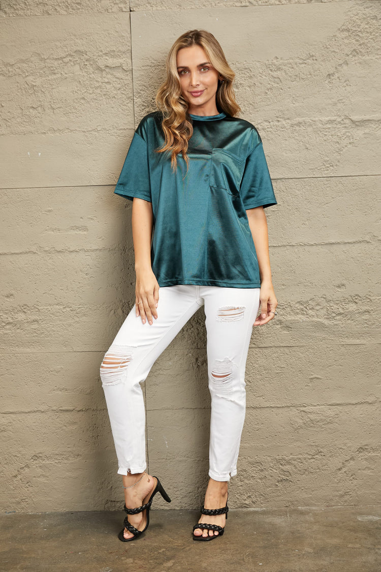 Round Neck Dropped Shoulder Top - MyEmpired