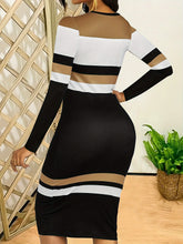 Colorblock Bodycon Crew Neck Dress - MyEmpired