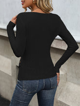 Surplice Neck Eyelet Skinny Top, Elegant Side Button Long Sleeve Top For Spring & Summer, Women&
