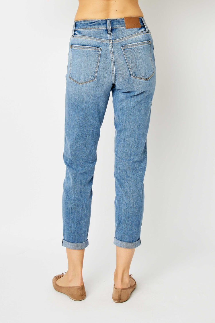 Judy Blue Full Size Cuffed Hem Slim Jeans - MyEmpired