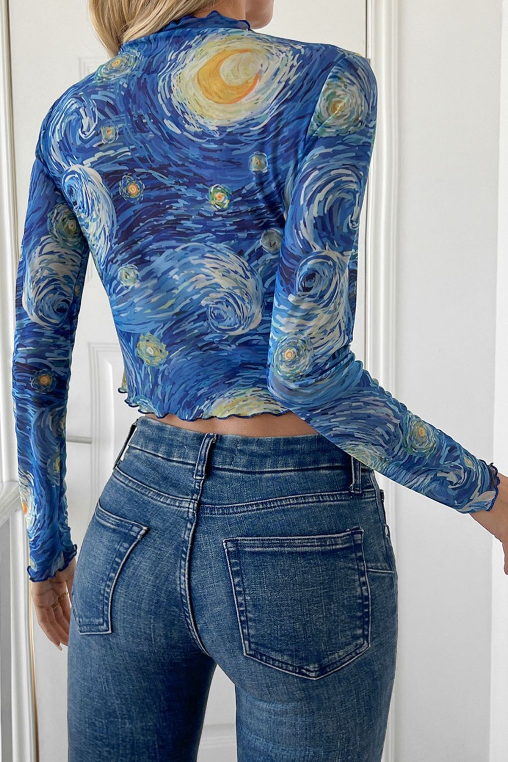 Starry Sky Cropped Mesh T-Shirt - MyEmpired