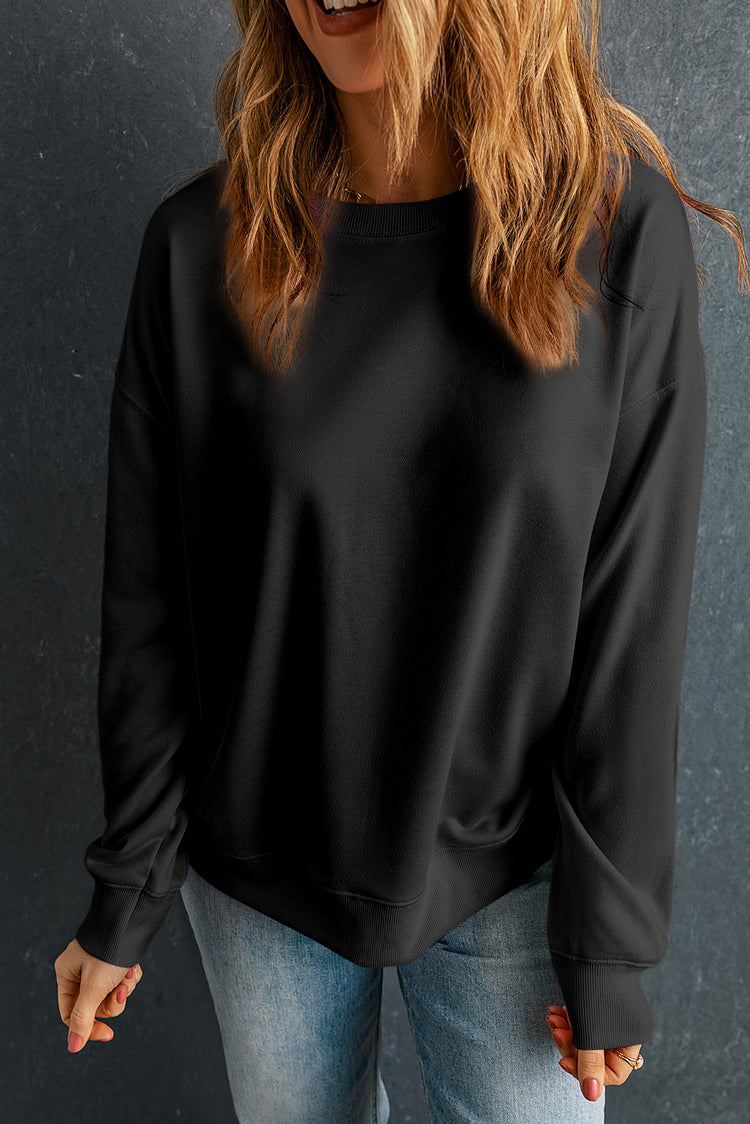 Round Neck Dropped Shoulder Sweatshirt - MyEmpired