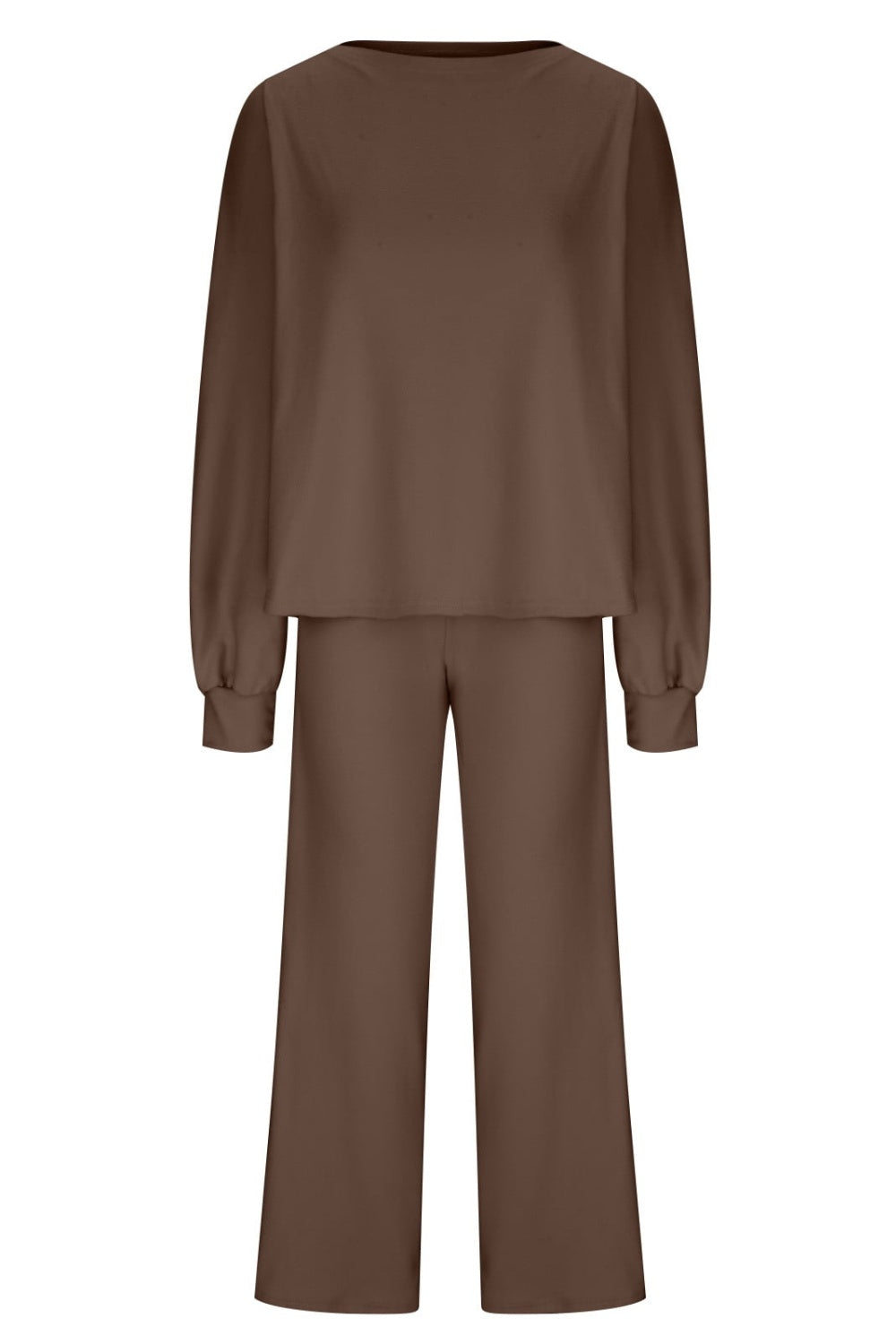 Round Neck Long Sleeve Top and Pants Set - MyEmpired