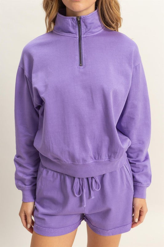 HYFVE Quarter Zip Drop Shoulder Sweatshirt - MyEmpired