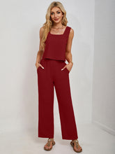 Square Neck Tank and Wide Leg Pants Set - MyEmpired