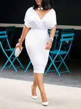 Cinched Waist Bodycon Pearl Decor - MyEmpired