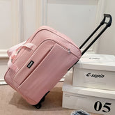 Spacious Foldable Canvas Travel Bag with Telescopic Handle - Perfect for Business Trips & Carry-On Luggage, Easy Pack Design, Available in Pink/Purple/Blue/Black - MyEmpired
