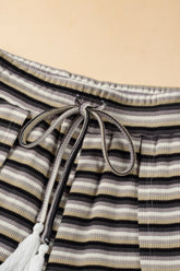Striped Round Neck Short Sleeve Top and Pants Set - MyEmpired