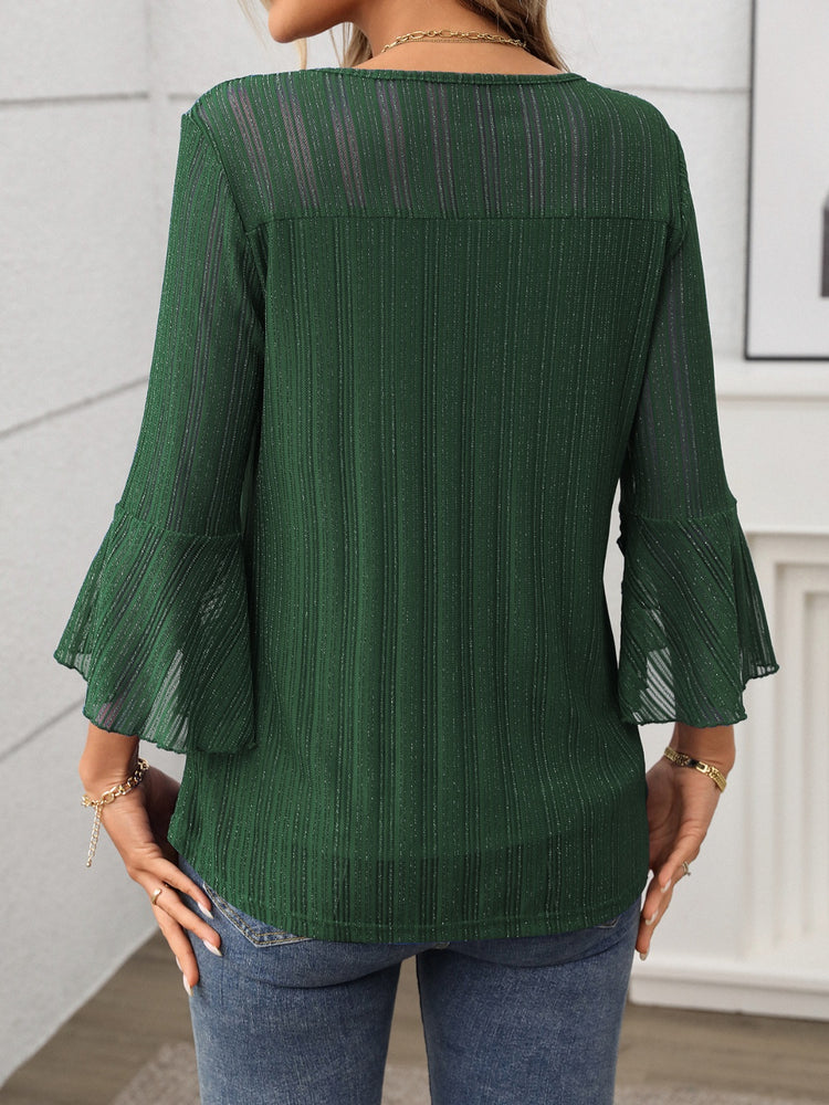 Round Neck Three-Quarter Sleeve Top - MyEmpired