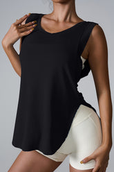 Slit Round Neck Active Tank - MyEmpired