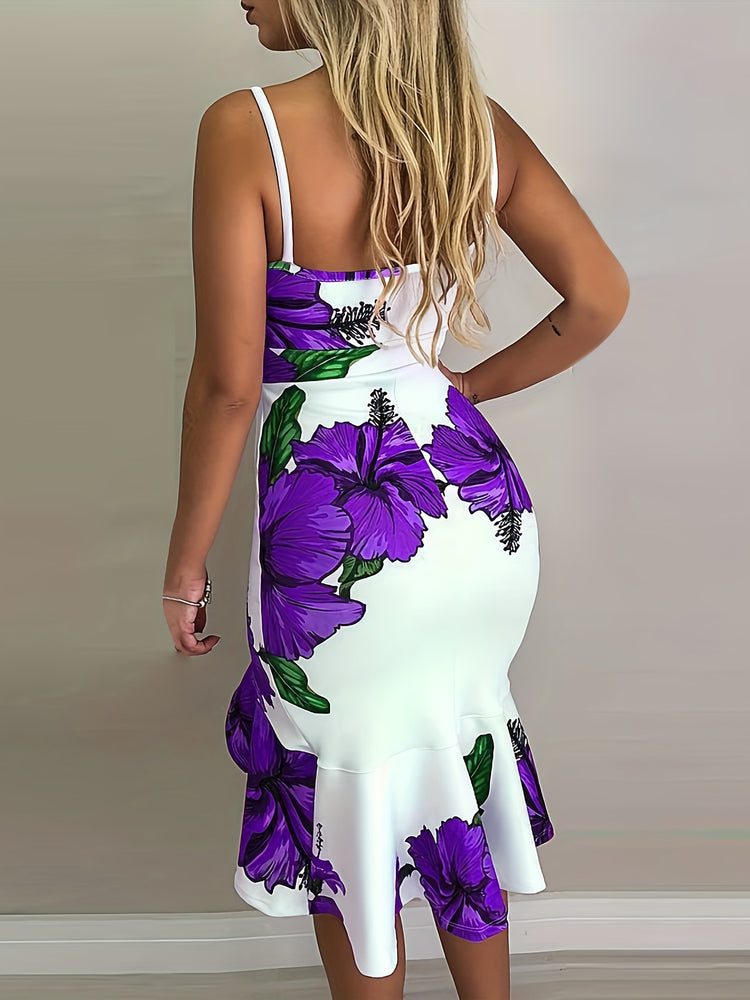 Floral Print Ruffle Hem Dress - MyEmpired