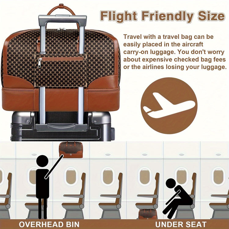 Elegant 3-Piece Oxford Cloth Travel Duffel Set for Women and Men with Wet Shoe Compartment, Quilted Weekender Carry On Tote Bag with Toiletry Pouch - Water Resistant, Easy Maintenance - MyEmpired