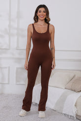 Scoop Neck Wide Strap Active Jumpsuit - MyEmpired