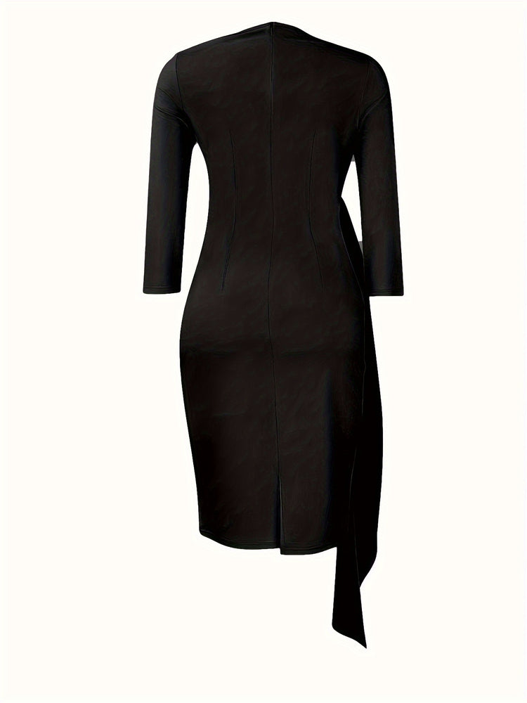 Crew Neck Sash Sheath Dress - MyEmpired