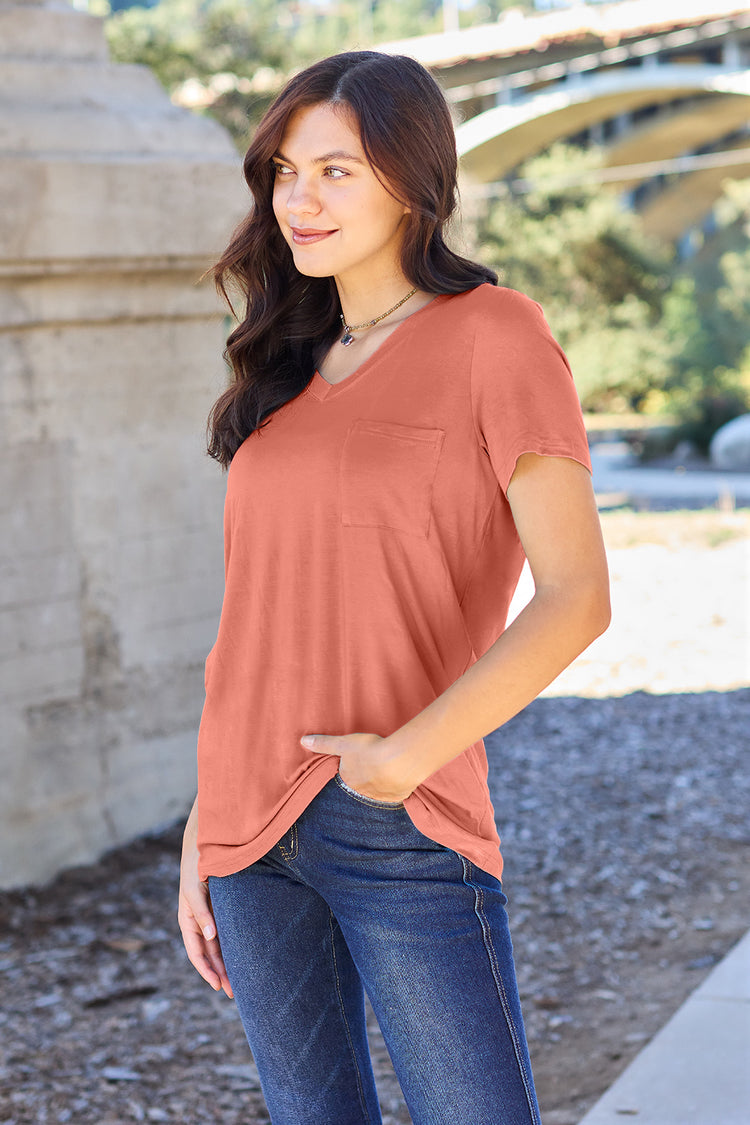Basic Bae Bamboo Full Size V-Neck Short Sleeve T-Shirt - MyEmpired
