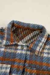 Plaid Collared Neck Jacket with Chest Pockets - MyEmpired
