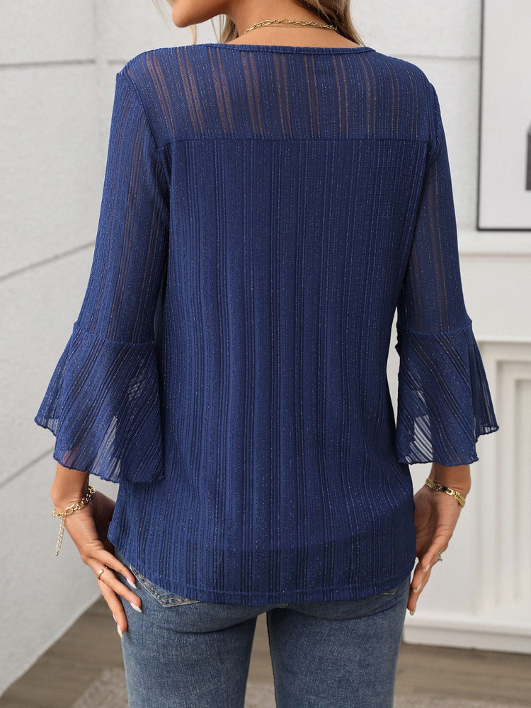 Round Neck Three-Quarter Sleeve Top - MyEmpired