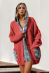 Double Take Full Size Hooded Denim Spliced Sweater Cardigan - MyEmpired