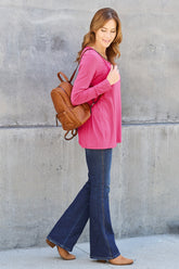 Basic Bae Full Size V-Neck Long Sleeve Top - MyEmpired