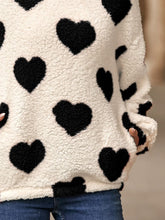 Fuzzy Heart Pocketed Dropped Shoulder Hoodie - MyEmpired