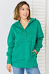 Zenana Half Snap Long Sleeve Hoodie - MyEmpired