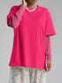 Faux Layered Round Neck Mesh Sleeve Top - MyEmpired