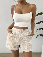 Elegant Floral Jacquard Shorts - MyEmpired