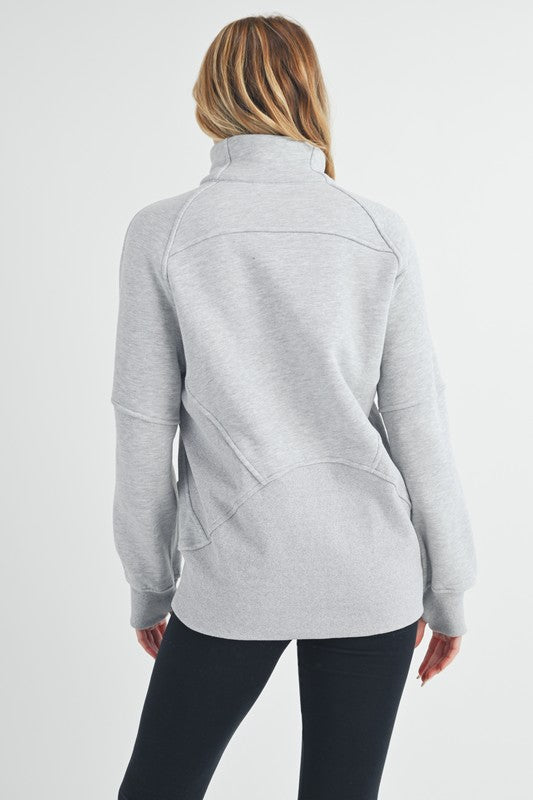 Aemi + Co Half Zip Raglan Sleeve Sweatshirt with Kangaroo Pocket - MyEmpired