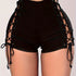 High Waist Lace Up Shorts, Sexy Solid Color Skinny Shorts For Spring & Summer, Women&