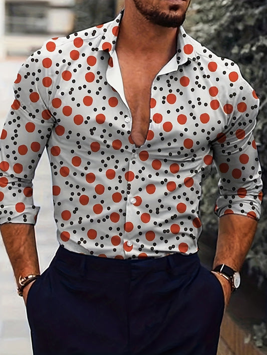 Men's Color Dots Print Long Sleeve Shirt