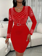 Sequin Bodycon Aline Dress, Elegant Slinky Long Sleeve Dress For Spring & Fall, Women&