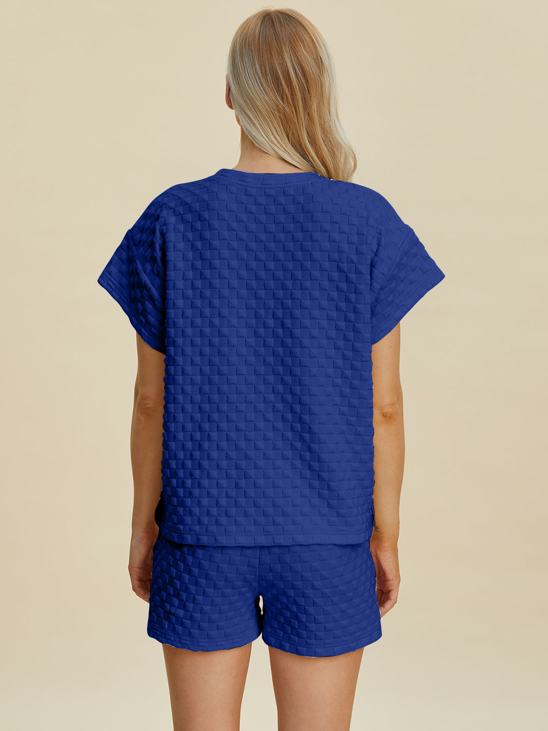 Double Take Full Size Texture T-Shirt and Shorts Set - MyEmpired