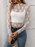 Floral Mock Neck Long Sleeve Mesh Top - MyEmpired
