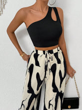 Cutout One Shoulder Top and Printed Pants Set - MyEmpired
