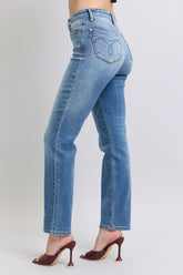 Judy Blue Full Size Run Vintage Wash Thermal Straight Jeans - MyEmpired