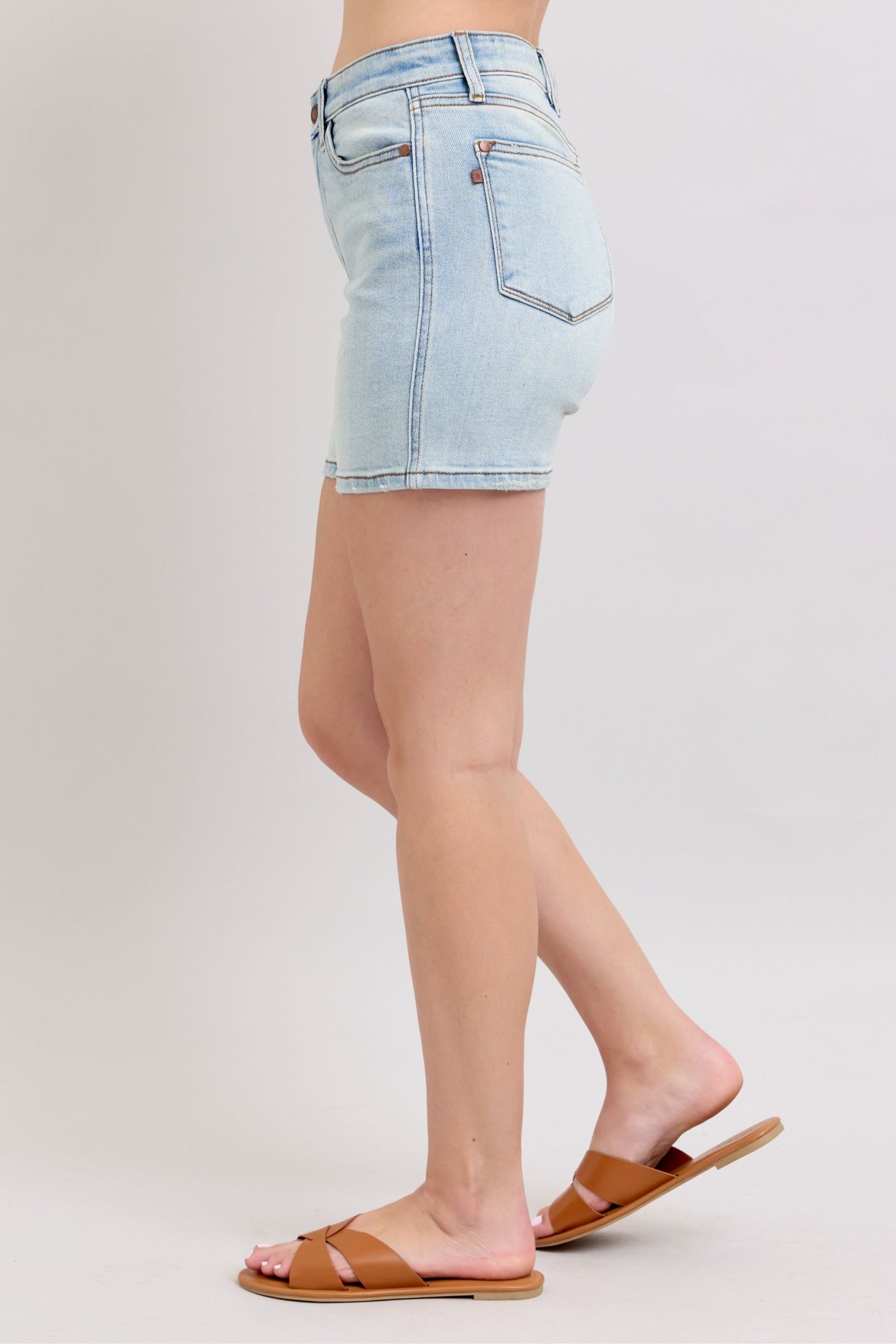 Judy Blue Full Size 2 Button Denim Shorts with Pockets Plus Size - MyEmpired