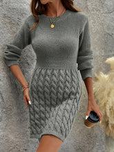 Stylish Long Sleeve Round Neck Knit Dress for Women - Elegant Polyester Autumn/Winter Fashion with Waist Tie, Comfortable and Versatile - Perfect for Daily Wear and Special Occasions - MyEmpired