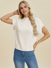 Double Take Full Size Mock Neck Short Sleeve Sweater - MyEmpired