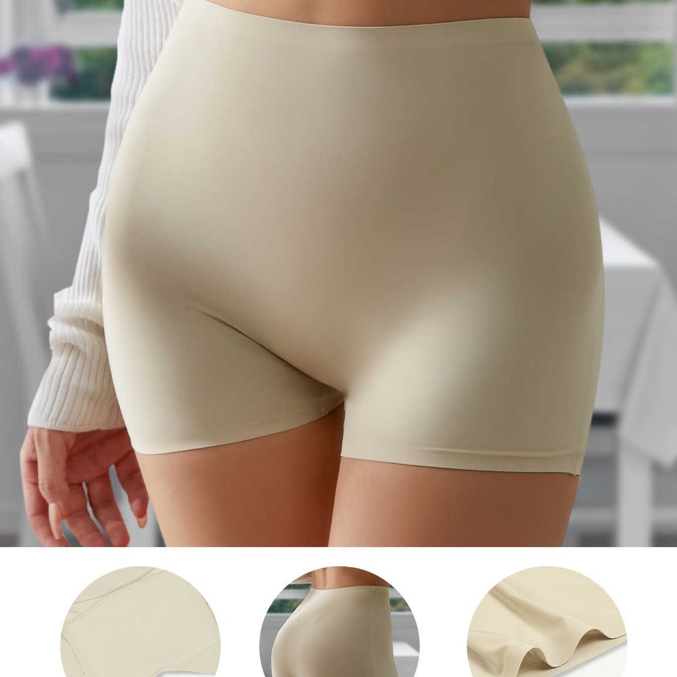 1pc Elegant Seamless High-Waist Shapewear Panties for Women - Polyamide Knit Fabric, Solid Color, High Support, Comfort Fit with Anti-Pinch Hip Design and Breathable Weave