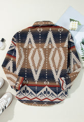Geometric Half Button Long Sleeve Sweatshirt - MyEmpired