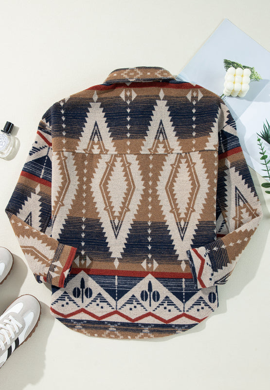 Geometric Half Button Long Sleeve Sweatshirt - MyEmpired