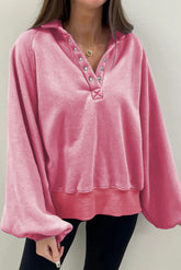 Half Snap Long Sleeve Sweatshirt - MyEmpired