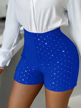Rhinestone Zipper Front Shorts, Elegant High Waist Slim Shorts For Spring & Summer, Women&
